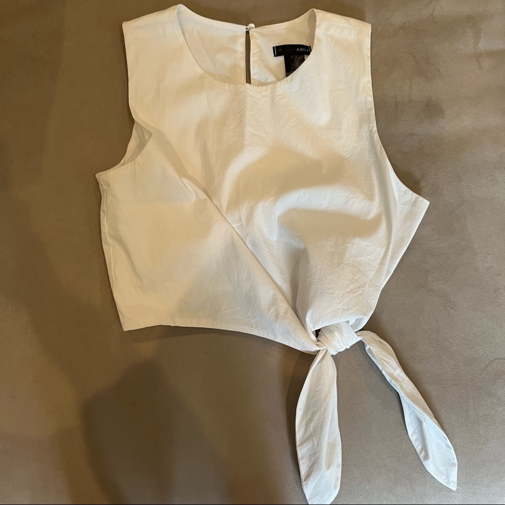 Aqua Linen Side Tie Top